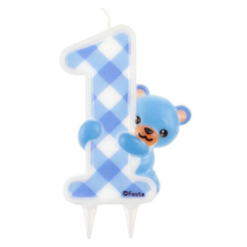 Javoli Első születésnap Blue Teddy tortagyertya party kellék