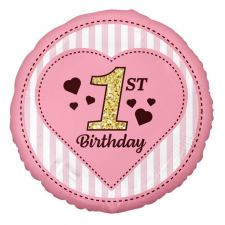 Javoli Első születésnap Pink fólia lufi 36 cm party kellék