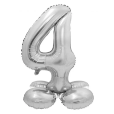 Javoli Ezüst 4-es Silver szám fólia lufi talppal 72 cm party kellék