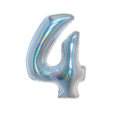 Javoli Ezüst Holographic 4-es szám fólia lufi 76 cm party kellék