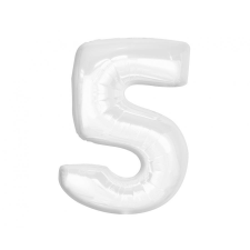 Javoli Fehér B&C White 5-ös szám fólia lufi 92 cm party kellék