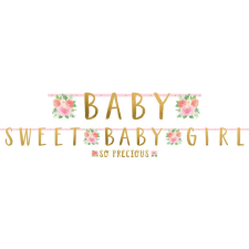 Javoli Floral Baby Sweet Baby Girl papír felirat 2 részes party kellék