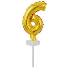 Javoli Gold, Arany 6-os szám fólia lufi tortára 13 cm party kellék