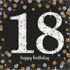 Javoli Happy Birthday 18 Gold szalvéta 16 db-os 33x33 cm party kellék