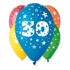 Javoli Happy Birthday 30 Star léggömb, lufi 5 db-os 12 inch (30cm) party kellék