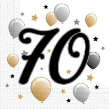 Javoli Happy Birthday 70 Milestone szalvéta 20 db-os 33x33 cm party kellék