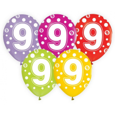 Javoli Happy Birthday 9 Dots léggömb, lufi 5 db-os 12 inch (30cm) party kellék