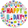 Javoli Happy Birthday Dots papírtányér 8 db-os 18 cm