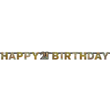 Javoli Happy Birthday Gold 21 hologrammos felirat 213 cm party kellék