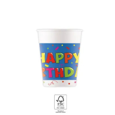 Javoli Happy Birthday Kokliko papír pohár 8 db-os 200 ml FSC party kellék