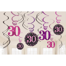 Javoli Happy Birthday Pink 30 Szalag dekoráció 12 db-os szett party kellék