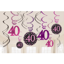 Javoli Happy Birthday Pink 40 szalag dekoráció 12 db-os szett party kellék