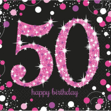 Javoli Happy Birthday Pink 50 szalvéta 16 db-os 33x33 cm party kellék