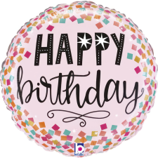 Javoli Happy Birthday Pink Confetti mini fólia lufi 19 cm (WP) party kellék
