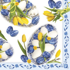 Javoli Húsvét Blue Folk Eggs szalvéta 20 db-os 33x33 cm papírárú, csomagoló és tárolóeszköz