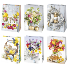 Javoli Húsvét Flowers papír ajándéktasak, ajándékzacskó 23x32x11 cm party kellék
