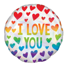 Javoli I love You Rainbow, Szeretlek fólia lufi 43 cm party kellék
