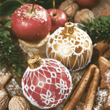Javoli Karácsony Lace Red&Gold Baubles szalvéta 20 db-os 33x33 cm party kellék