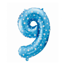 Javoli Kék Blue with Stars 9-es szám fólia lufi 64 cm party kellék