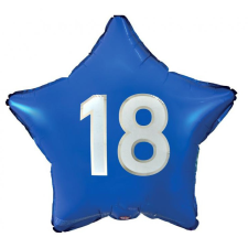 Javoli Kék Happy Birthday 18 Blue csillag fólia lufi 44 cm party kellék