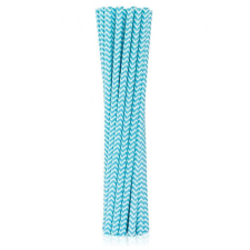 Javoli Kék Light Blue Chevron papír szívószál 12 db-os party kellék