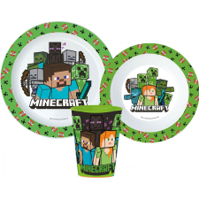 Javoli Minecraft Pixelcraft étkészlet, micro műanyag szett, pohárral 260 ml babaétkészlet