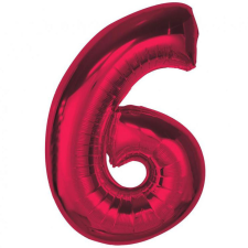 Javoli Piros 6-os Red szám fólia lufi 92 cm party kellék