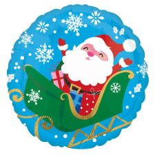 Javoli Santa in Sleigh, Télapó fólia lufi 43 cm party kellék
