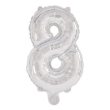 Javoli Silver, Ezüst 8-as szám fólia lufi 95 cm party kellék
