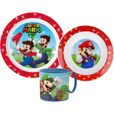 Javoli Super Mario Mushroom Kingdom étkészlet, micro műanyag szett bögrével 265 ml babaétkészlet