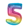 Javoli Színes 5-ös Rainbow szám fólia lufi 92 cm