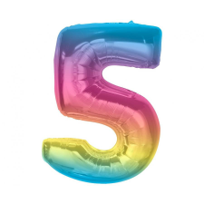 Javoli Színes 5-ös Rainbow szám fólia lufi 92 cm party kellék
