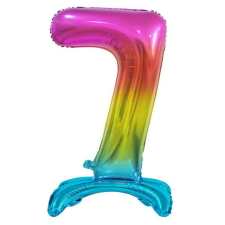 Javoli Színes Rainbow 7-es szám fólia lufi talppal 74 cm party kellék