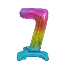 Javoli Színes Rainbow mini 7-es szám fólia lufi talppal 38 cm party kellék