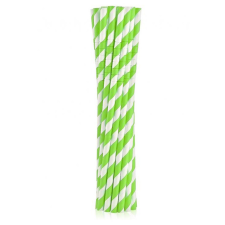 Javoli Zöld Green Stripes rugalmas papír szívószál 12 db-os party kellék