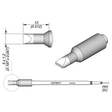 Jbc Tools C470017 forrasztóhegy, véső forma, egyenes 5 x 1.2 mm, hossza 13 mm (C470017) forrasztási tartozék