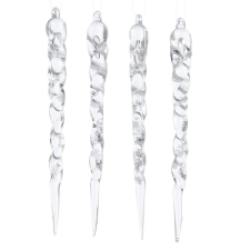  Jégcsap műa. Glitteres 13cm 4db-os karácsonyfadísz