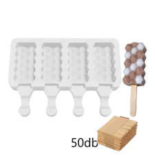  Jégkrém készítő szilikon forma, gyémánt minta 13x19cm+Fa pálcika 50db sütés és főzés