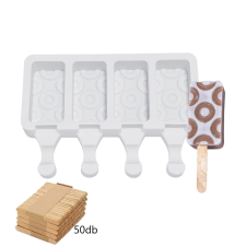 Jégkrém készítő szilikon forma, karikás 13x19cm + Fa pálcika 50db sütés és főzés