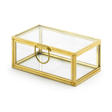  Jegygyűrűtartó üvegdoboz arany 9x5,5x4 cm party kellék