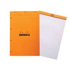Jegyzettömb Clairefontaine Rhodia Orange A/4+ 80 lapos kockás lyukasztott jegyzettömb