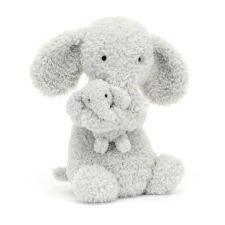 Jellycat Jellyycat lelkező plüss elefánt mama és baba - Huddles Grey Elephant plüssfigura