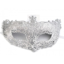  Jelmezbáli álarc csillámos - Ezüst party kellék