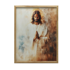 JÉZUS IMÁBAN ALUMÍNIUM KERETES PLAKÁT FALRA 40x50 CM grafika, keretezett kép