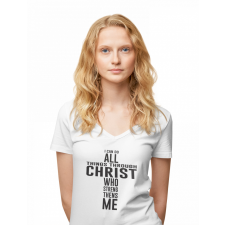  Jézus megerősít engem - Női V-Nyakú Póló női póló