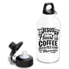  Jézussal és kávéval megállíthatatlan vagyok - Fémkulacs kulacs, kulacstartó