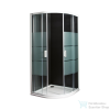 Jika Lyra Plus 80x80x190 cm-es tolóajtós íves zuhanykabin matt csíkos átlátszó üveggel, Fehér H2533810006651