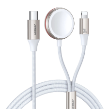 JOYROOM 2 in 1 Lightning cable and inductive charger for Apple Watch 1.5m white (S-IW011) okosóra kellék