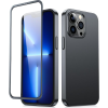 JOYROOM 360 Full Case Elő- és Hátlap iPhone 13 Pro és Edzett Üveg Képernyővédő Fólia Fekete J (6941237161581)