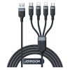 JOYROOM adatkábel 4in1 (usb - type-c / 2 lightning 8pin / microusb, 3.5a, gyorstöltés támogatás, 120cm) fekete